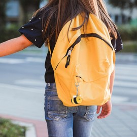 LightBeacon Key Chain Bee Key Ring Cute Crochet Bee Plush Key Ring Cute Keychain for Bag Purse, yellow