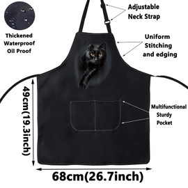 WZMPA Black Cat Aesthetic Grilling Apron Black Cat Chef Gift Black Cat Mom Kitchen Apron Black Cat Owner Gift, Black Cat Ap