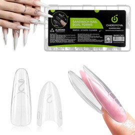 CHERIMOYA Moldes Sándwich Para Uñas Polygel-300 Piezas 15 Tamaños de Moldes | 150 Top Forms + 150 Base Forms Sistema de Doble Molde para Mayor Control y Acabado Profesional – Flexibles y Reutilizables