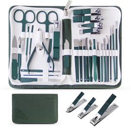 WOAMA Manicure Set Nail Clippers 30-Piece Pedicure Kit Manicure Tools Nail Manicure Kit with Green Travel Case for Home, Workplace, Gift, Beauty Salon
