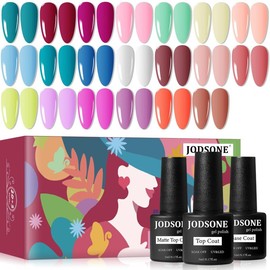 JODSONE 23 PCS Gel Polish Kit Colorful Fashion Classic Nail Gel Set 3 Bottles of Base Coat Matte and Glossy Top Coat nail polish