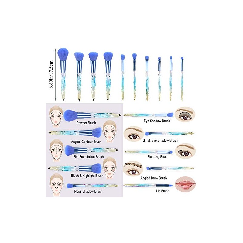 Kit de 10 Brochas de Mango Cristal Chandelier Azul