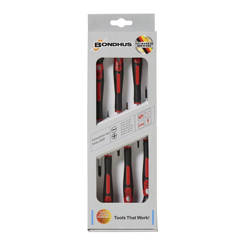 BONDHUS Precision Grip™ Precision Screwdriver Set, Set of 6 [1.5x60,