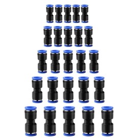 HUAZIZ Pack of 25 Straight Pneumatic Connectors, Air Push Quick Attachments, Pneumatic Fittings Push in Quick Coupling Connector for Air Water Hose Connection (PU4/6/8/10/12 mm)