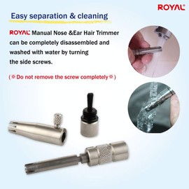 ROYAL Premium Manual Nose Hair Trimmer ET-3N – Stainless Steel, Battery-Free Rotary Grooming Tool – Made in Korea