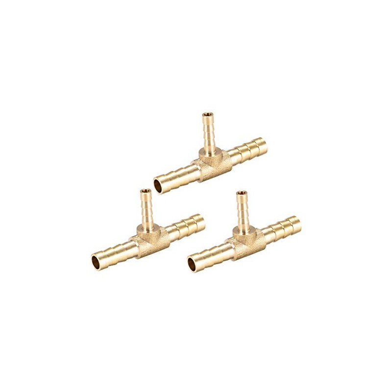 sourcing map Tee Brass Barb Fitting Reducer 3 Way, Fit