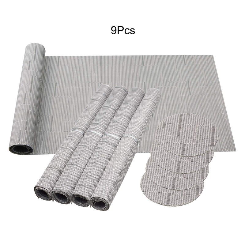 HPMAISON 9 Pcs Grey Placemats Set - 4 Placemats, 4