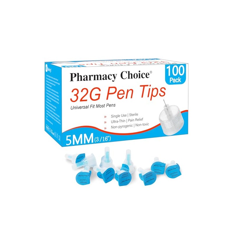 Pen Tips 32G x 5mm(3/16") ，Universal Fit, Sterile，Ultra-Thin Wall Technology.
