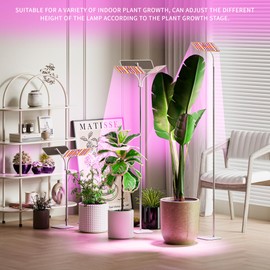KINGPLUS Grow Lights with Stand, Full Spectrum Growing Light for Indoor Plants, 120 LEDs, 4 Dimmable Levels, Timer 4/8/12h, 12-60inches Height Adjustable,18w, Ideal for Desk Small Plants