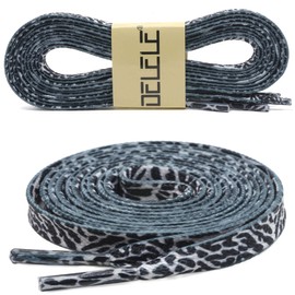 DELELE Leopard Print Flat Shoelaces: Black White Sneakers Shoe Laces 47 inch 2 Pair
