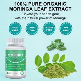 Moringa Powder Capsules, Moringa Capsules, 800mg Pure Moringa Powder Capsules Pure Nutrient-Rich Moringa Powder Supplement for Energy, Skin Health - with Essential Vitamins & Amino-Acids (1PC)