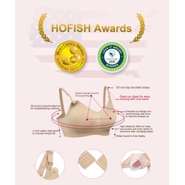 HOFISH Women's Seamless Nursing Maternity Bra Push Up Comfort Sleep Bralette 3PCS/Pack Beige S