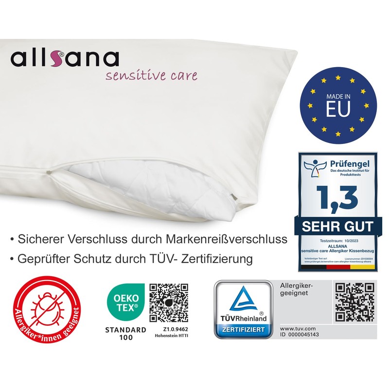 Allsana 80 x 80 cm Pillowcase / Cover for Allergy