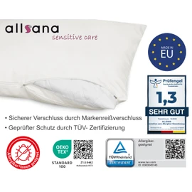 Allsana 80 x 80 cm Pillowcase / Cover for Allergy Sufferers Anti-Dustmite / Mite Protection for People with Household Dust Allergies