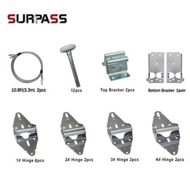 Surpass Garage Door Hardware Kit Roller/Hinge/Top Bracket/Wire Rope (for 16'x8' and 18'x8' Height Double Garage Doors)