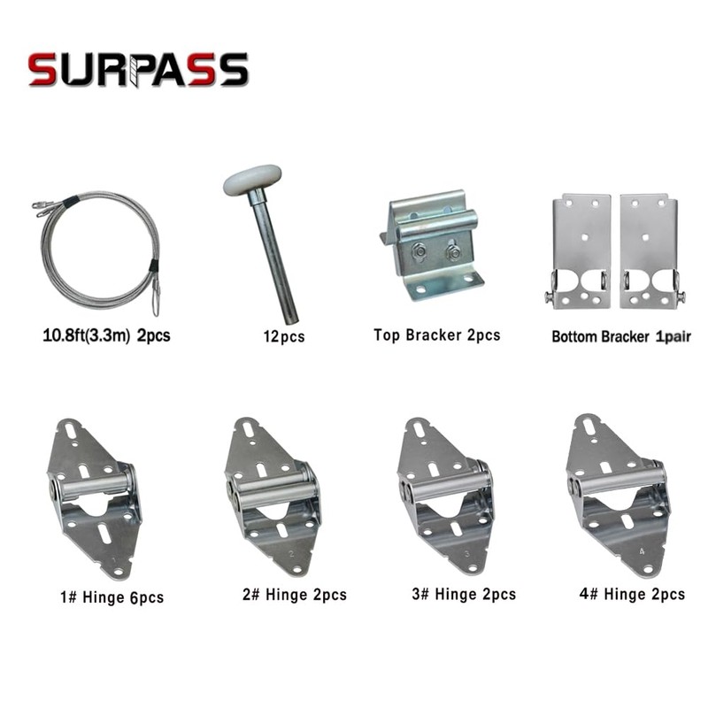 Surpass Garage Door Hardware Kit Roller/Hinge/Top Bracket/Wire Rope (for 16'x8'