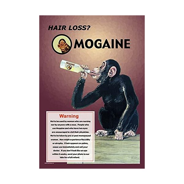 The monkey covered with hair spoofs the use of Rogaine