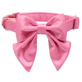 Lionet Paws Bowtie Dog Collar - Comfortable Silk Dog Collar with Detachable Bow Tie for Small Dogs, Neck 10-16 Inches