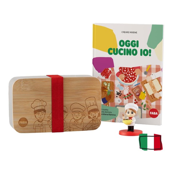 FABA Create together: Today I cook me! - Kit includes recipe book with 12 recipes, Sound character with 12 stories to listen to and snack holder - Educational toy for children 3-5 years