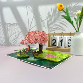 NORVAS Pop Up Anniversary Cards 3D Cherry Blossom Bridge with Couple in Love, Romantic Greeting Card for Wife, Husband, Her, Him, Wedding Card, Happy Valentine’s Day, 6"x 8" Happy Mother’s Day Pop Up Card
