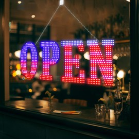 Open Signs for Business, USA Flag 40"x13" Extra Large Light Up Open Sign LED with ON/OFF Switch for Bar Salon Coffee Shop Club Studio