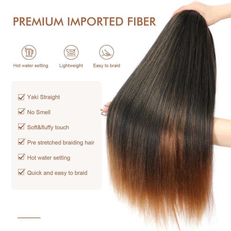 Extensiones de pelo trenzado preestirado, T30, 40.6 cm