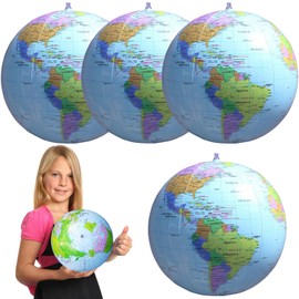 Inflatable Earth Globe, 4 Pieces, Geography World Map, Inflatable, Inflatable Globe, for Garden, Beach, Pool, Science Geography Education