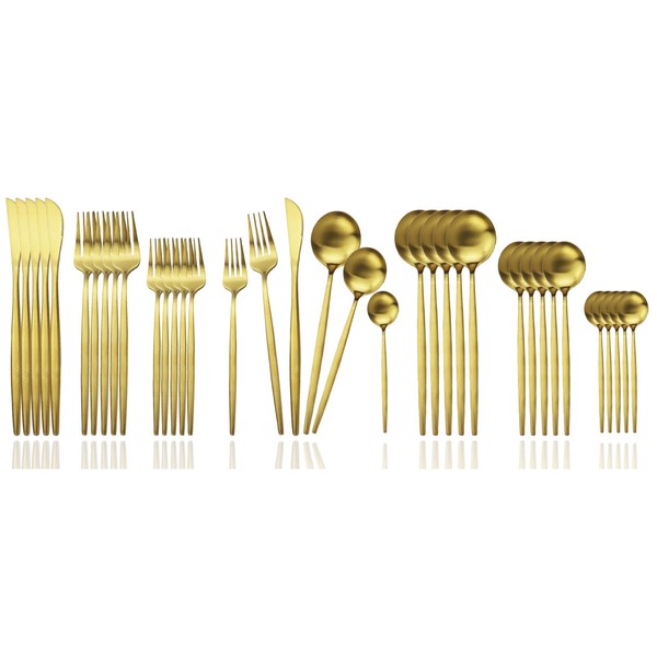 JASHII Silverware Set, 36 Piece Food Grade Stainless Steel Flatware