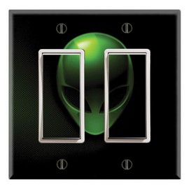 Graphics Wallplates - Alien X-File - Dual Rocker/GFCI Outlet Wall Plate Cover