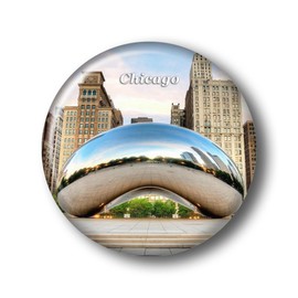 Illinois Chicago Millennium Park Fridge Magnet Sticker 3D Crystal Glass Refrigerator Magnets Chicago City Travel Collectible Souvenir Gifts Fridge Decoration