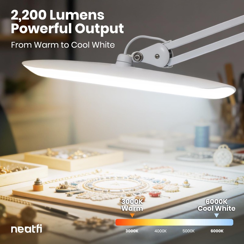 Neatfi XL Nail Desk Lamp with Clamp, 2200 Lumens, 20-Inch
