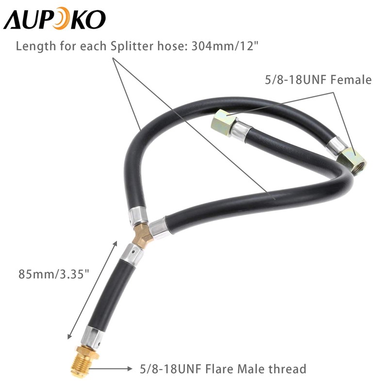 Aupoko 3/8" Flare Gas Barbecue Grill Connection, Propane Y Splitter
