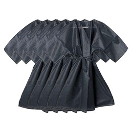 5 Pcs Black Disposable Kimono with Belt for Beautician, Hairdresser and Beauty Centre TNT
