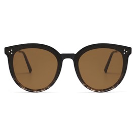 SOJOS Classic Trendy Round Sunglasses Womens Mens Oversized Large Shades UV400 Vacation Sunnies SJ2068, Black Gradient Tortoise/Brown