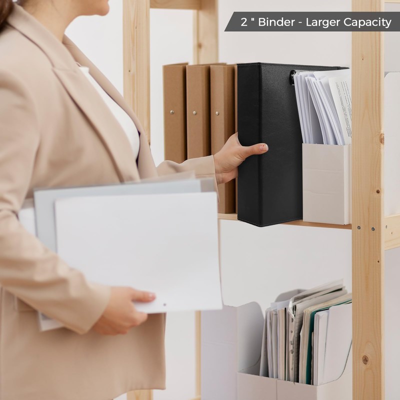 SKYDUE 3 Ring Binder with Clipboard, 2 Inch PU Heavy
