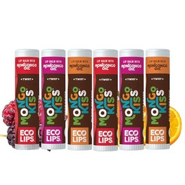Eco Lips LIP BALM Mongo Kiss 6-Pack 100 Organic Beeswax  Cocoa Butter Lip Care with Mongongo Oil - Soothe  Moisturize Dry  Cracked Lips - Made in...  