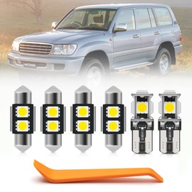 12pcs Super Bright 6000K White LED Interior Light Kit Package for Toyota Land Cruiser 100 series 1998 1999 2000 2001 2002 2003 2004 2006 2007 Interior Map Dome Trunk Door Light Bulbs