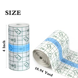 Transparent Stretch Adhesive Bandage, 4 Inch x 10.94 Yard - Waterproof Clear Film Dressing Bandages, Adhesive Bandages Shower Shield Dressing Tape for Tattoos Swimming Showering