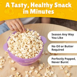 The Original Hotpop Microwave Popcorn Popper, Silicone Popcorn Maker, Collapsible Bowl BPA-Free and Dishwasher Safe- 20 Colors Available (Transparent Purple)