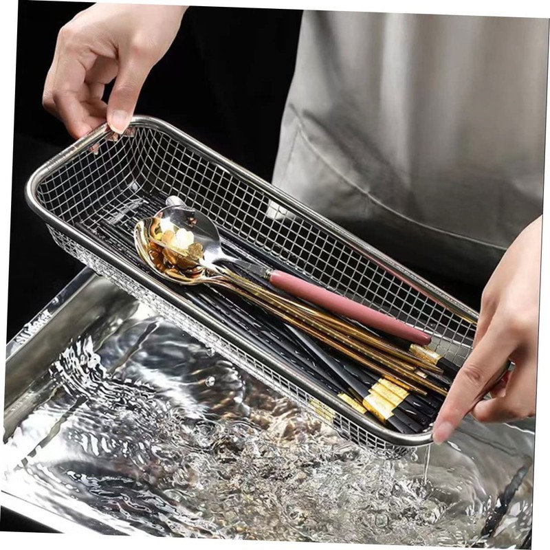 TEHAUX 2Pcs Stainless Steel Dishwasher Basket Durable Cutlery Holder with