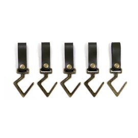 Buer Homie 5 PCS PU Leather Hooks, Multifunctional Leather Hangers, S-Type，Black