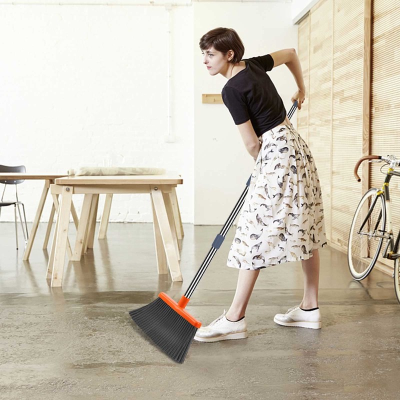 kelamayi Upgrade Broom and Dustpan Set, Self-Cleaning with Dustpan Teeth,