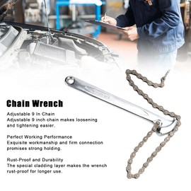 9 Inch Chain Wrench Adjustable, Reversible Pipe Wrench, Ratchet Chain Wrench Tool, Wrench for Loosening and Tightening Pipe Connections