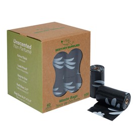 Best Pet Supplies Poop Bags for Dogs, 50% Post-Consumer Recycled Content dog waste bags on rolls, fits all poop bag holders for leashes - Black, 600 Count, Unscented