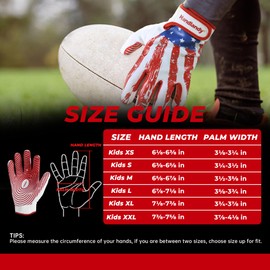 HANDLANDY Football Gloves, High Tack Silicone Grip Flag Receiver Gloves Non Slip Linemens Glove for Kids & Adult
