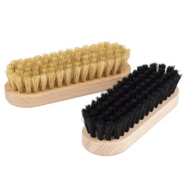 Mr. Minit Twin Set Brush (Set of 2), Shoe Polishing, Brush, Natural, Pig Hair, 100% Leather, For Leather Shoes, Shoe Care, Dust Removal