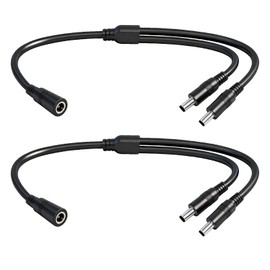 1.3FT 5.5mmx2.5mm 14AWG 12V/24V DC Power Splitter 1Female to 2Male High Power 5525 Connector for Solar Panel, Energy Storage Power Supply, Outdoor Power Supply, LED Strip Light 2pcs