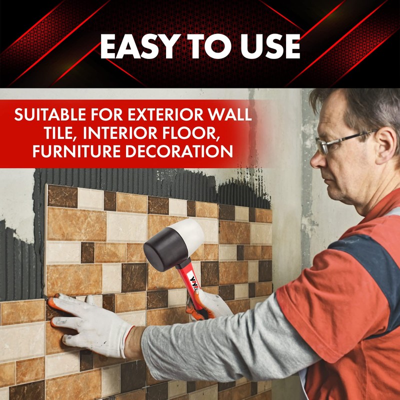 YIYITOOLS Rubber Hammer, 16oz rubber mallet With fiberglass Handle,black and