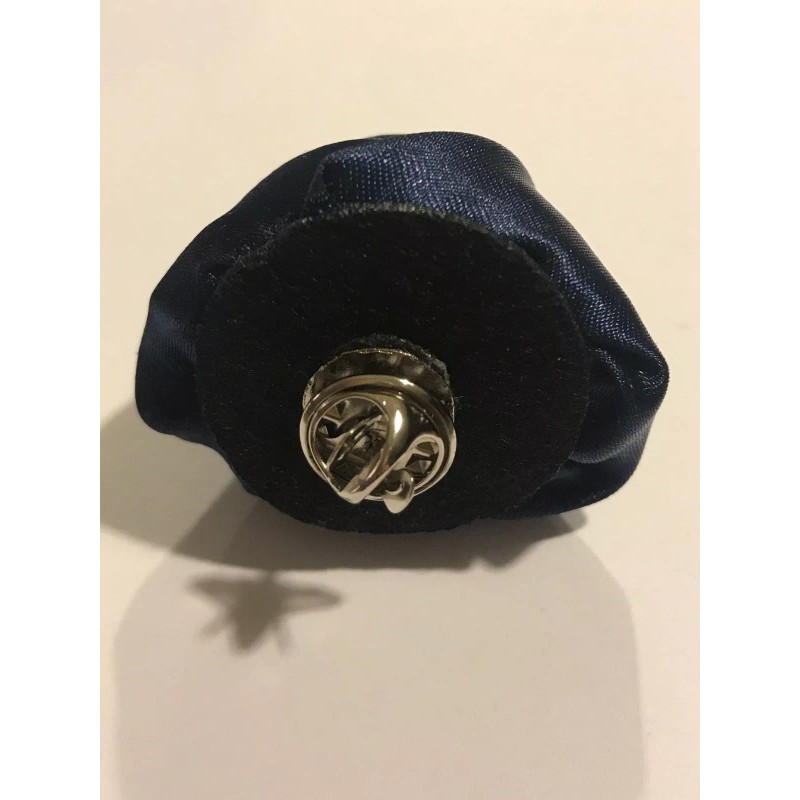 Unbranded Rose Shaped Lapel Stud Pin - Navy Blue Silky