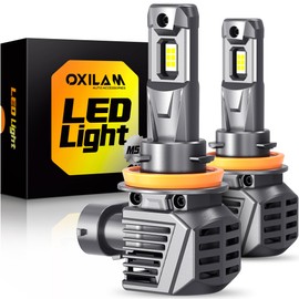 OXILAM M5S H11 LED Bulbs 2024 1:1 Halogen Size, 30000LM Brighter Front Fog Light Bulbs, 6500K Cool White Light Bulb with Cooling Fan, Wireless, IP68 Waterproof, Pack of 2